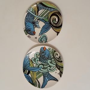 Anthropologie Koi Fish Salad Plates Set of Two